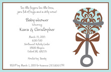 Blue Rattle Brown Bow Invitation
