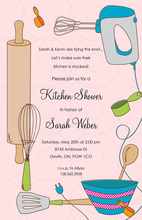 Pink Kitchen Utensils Bridal Shower Invitations