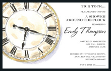 Faces of Time Pink Clock Shower Invitations