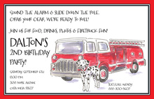 Dalmatian Puppy Fire Truck Green Stripes Invitation