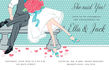 Relax At Park Bench Couple Shower Invitations