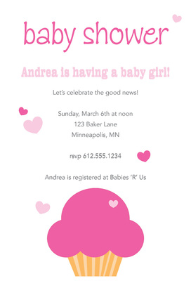 Cup Cake Sprinkles Baby Shower Invitations