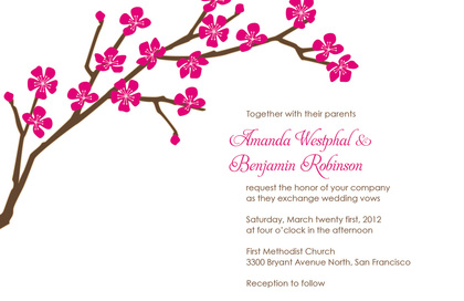 Modern Cherry Blossom In Charcoal Invitations