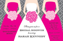 Three Pink Bouquets Bridal Shower Invitations