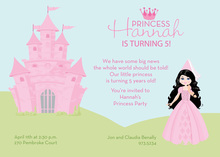 Green Glitter Pink Princess Crown Birthday Invitations