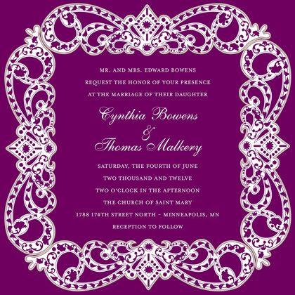 Embellished Vine Purple RSVP Cards