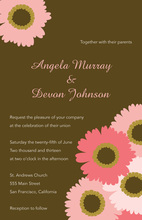 Traditional Pink Floral In Brown Wedding Invitations