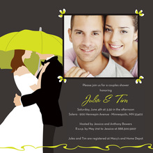 Green Lime Umbrella Love Square Wedding Invitations