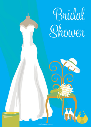 Bridal Dress Special Day Green Bridal Shower Invites