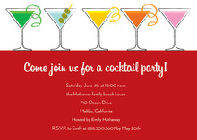 Trendy Five Cocktails Pink Charcoal Party Invitations