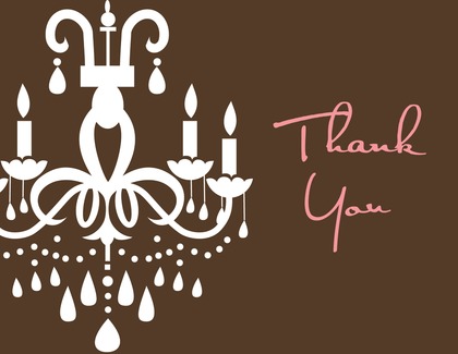 White Chandelier Rich Turquoise Thank You Cards