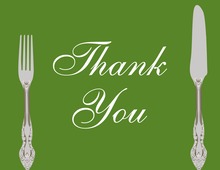 Cutlery Green Thank You Cards