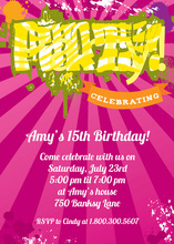 Funky Yellow PARTY In Pink Invitation