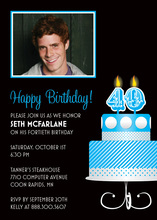 Blue 40th Candles Birthday Photo Cards
