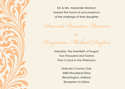 Graceful Vines Orange Design Wedding Invitations