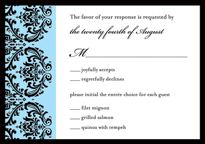 Stylish Ornate Damask Blue Wedding Shower Invites