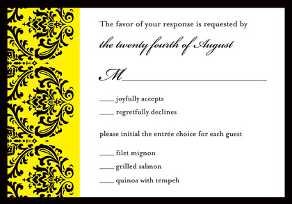 Exquisite Damask Yellow Enclosure Cards