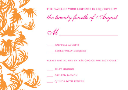 Swaying Orange Palms In Pink Invitations