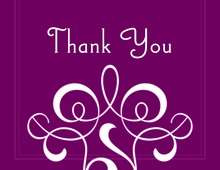 Purple Leafy Flourish Thank You Cards