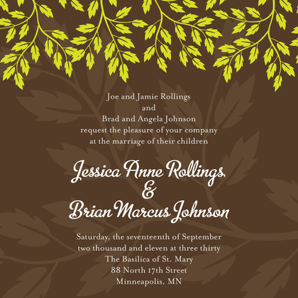 Colorful Fall Leaves Brown Wedding Shower Invitations