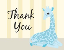 Pink Giraffes Grey Chevron Thank You Cards