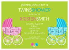 Boy Girl Twin Buggies Shower Invitations