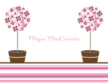 Floral Topiaries Pink-Chocolate Thank You Cards