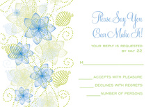 Floral Decorative Blue-Green RSVP Cards