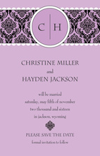 Lace Initial Lavender Invitations