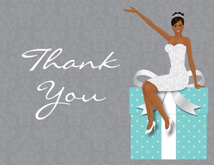 African American Classy Bride Pink Thank You Cards