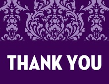 Lovely Purple Damask Thank You Cards