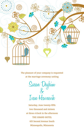 Eclectic Branch Wedding Birds RSVP Cards