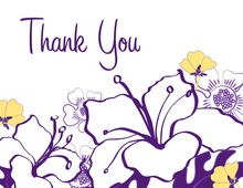 Purple Hibiscus Flowers Thank You Cards