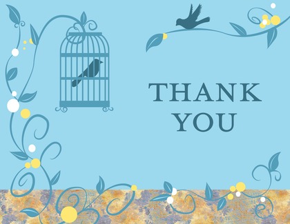 Bird Cage Among Vines Blue Enclosure Cards