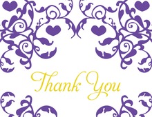 Purple Leafy Flourish Thank You Cards