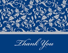 Wrought Pattern Blue Monogram Thank You Cards