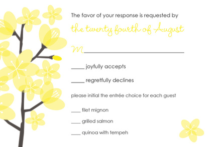 Beautiful Bridal Yellow Posies Thank You Cards