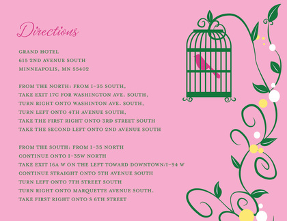 Lovely Bird Cage Among Vines Pink RSVP Cards