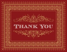 Layered Red Vintage Borders Thank You Cards