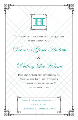 Wraught Iron Frame Turquoise RSVP Cards
