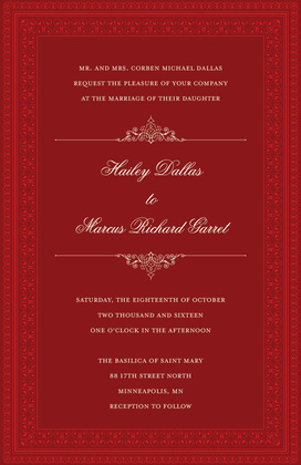 Layered Red Vintage Borders RSVP Cards