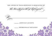 Formal French Lilac Floral Lace RSVP Cards