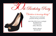 Formal Black Stiletto Heels Birthday Invitations