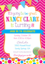 Bright Sweets Girly Chevrons Birthday Party Invitations