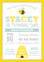 Hear The Buzz Honeycomb Aqua Birthday Invitations