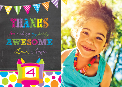 Bright Bunting Bounce House Girl Photo Invitations
