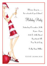 Cocktail Candy Cane Girl Invitations