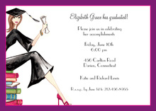 Modern Black Pink Graduation Photo Invitations