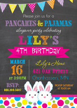 Bunny Slippers Chalkboard Birthday Invitations