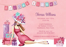 Lounging Lady Banner Bridal Shower Invitations